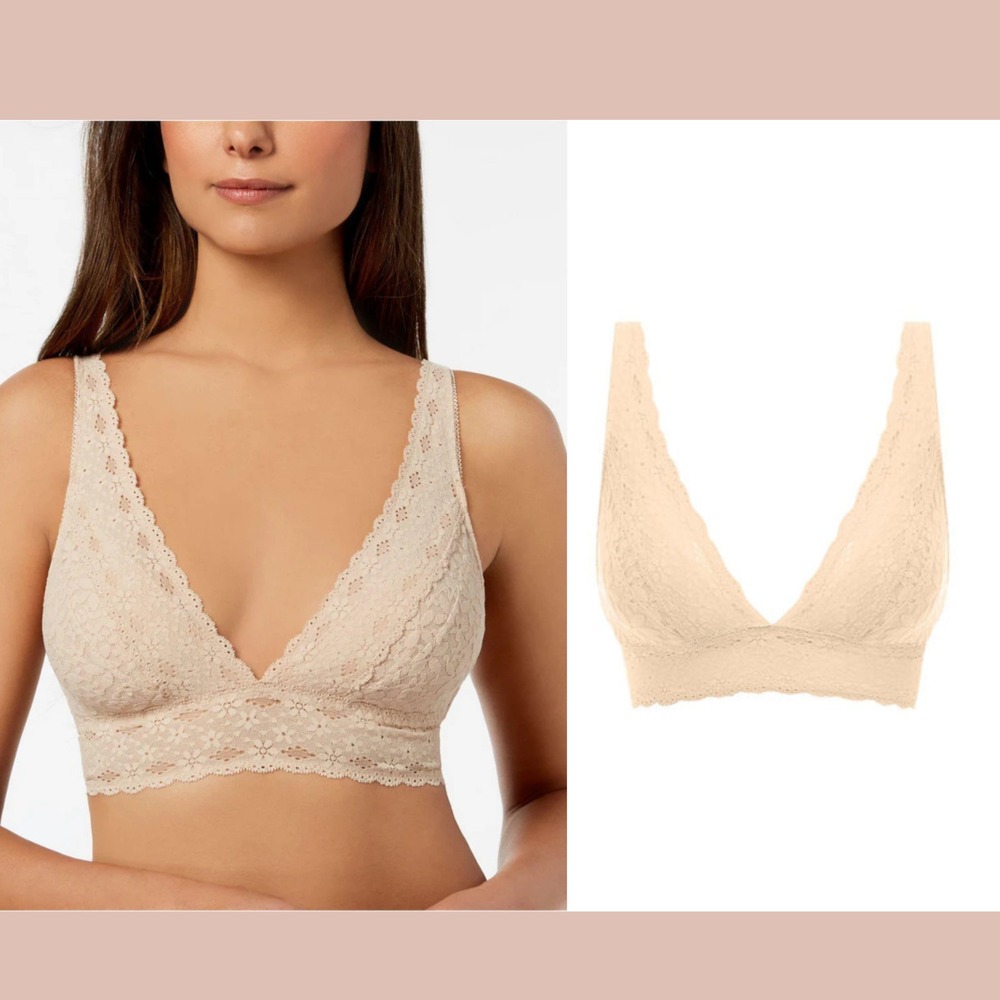 NWT Wacoal [ 32 US/UK ] Wireless Halo Lace Bralette‎ Bra in Nude #7115